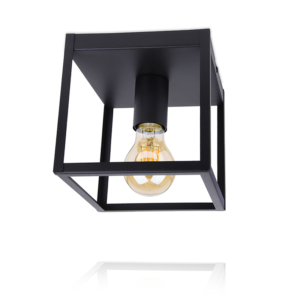 plafondlamp vierkant industrieel zwart e27